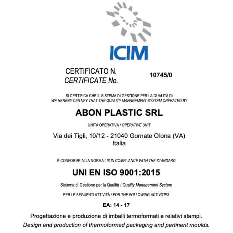 Certificazione ISO Abon Plastic